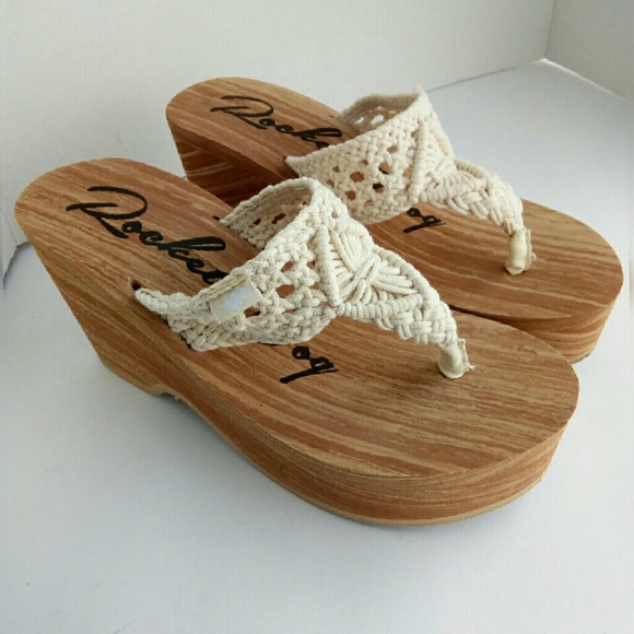 rocketdog Shoes - Rocketdog crocheted wedge flip flops
